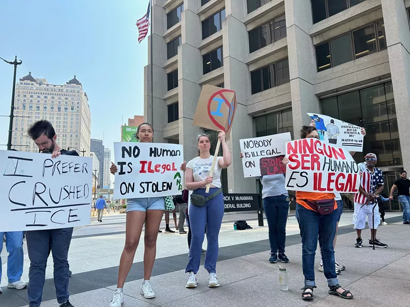 Activists gathered outside the federal courthouse in downtown Detroit in June to protest immigrants getting detained after their hearings. - Steve Neavling