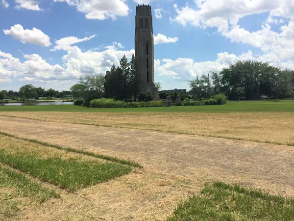 Grass torn up or killed by the Grand Prix. - Photo by Tom Perkins