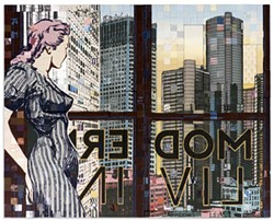 ”Modern Living,” a work by Faile, incorporates acrylic and silkscreen ink on blocks. - Courtesy photo