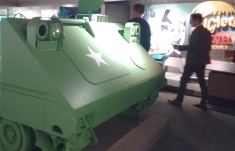 A cutaway of a tank occupies the center of one room in the exhibit. - Courtesy Dan Lijana