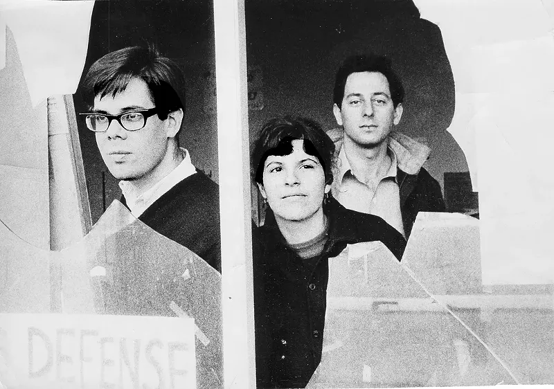 A window at the Detroit Committee to End the War in Vietnam offices broken by Breakthrough, a right-wing, violent group. Circa 1966. - COURTESY PHOTO