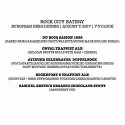 Sip some of Europe's finest suds at Rock City's beer dinner