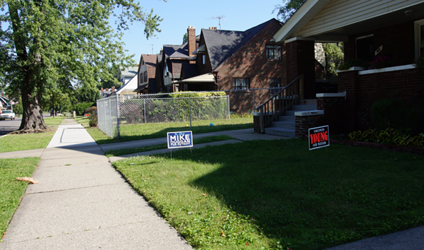 Campaign signs on Lakewood Street in Detroit. - Violet Ikonomova