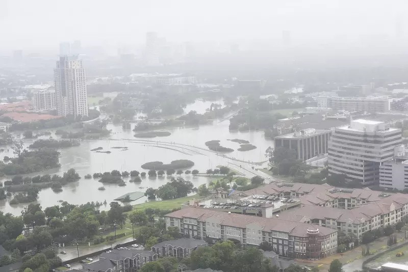 An aerial view of Houston showing the extent of flooding caused by Hurricane Harvey. - shutterstock