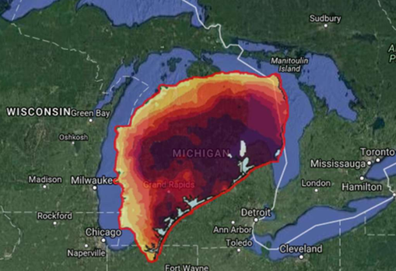 This is what Hurricane Harvey would look like if it landed in Michigan