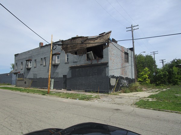 Dilapidated building on Bellevue Street south of Mack Avenue. - Michael Jackman