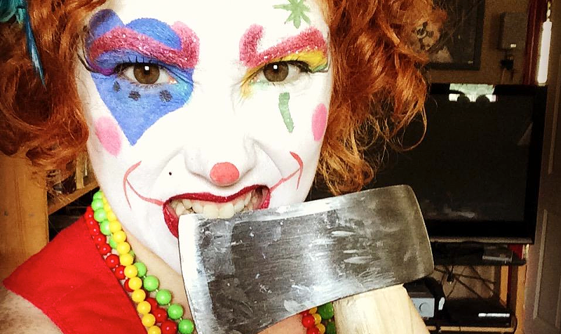 No, despite the clown white and hatchet, that's no juggalette: It's Mabel Syrup, who'll be performing at Torch with a Twist's 11th anniversary reunion party and show. - COURTESY GRACE DETROIT