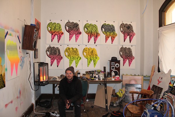 Bevan inside his Southwest Detroit studio. - Sara Barron