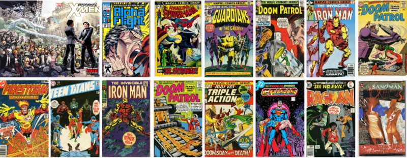 Various comic book covers from Corey Gross’ personal collection, on view at U-M Dearborn’s Alfred Berkowitz Gallery. - Courtesy photos