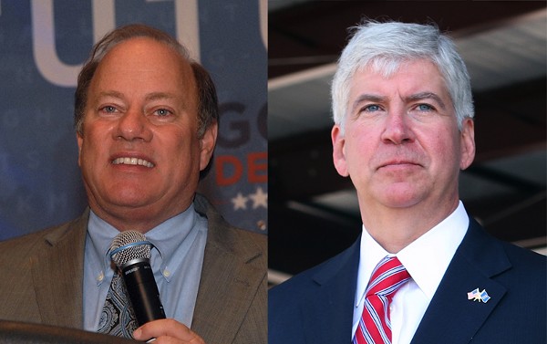 Detroit Mayor Mike Duggan and Governor Rick Snyder. - VIA WIKIMEDIA COMMONS