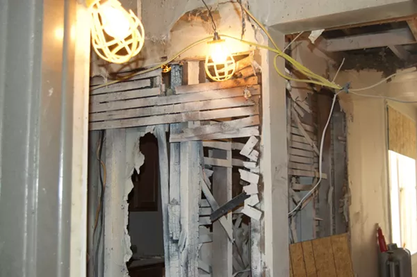 Burned-out walls in one of three Sheridan Court apartment units damaged by fire on March 15. The building had failed its last fire inspection and did not have a certificate of compliance. Residents were living just feet from this unit after the fire. - Violet Ikonomova