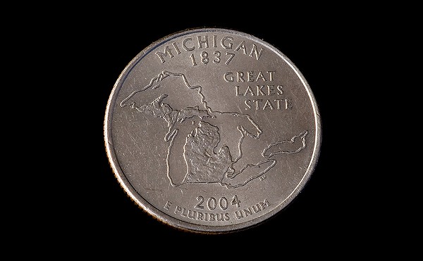 A quarter emblazoned with an image of Michigan.