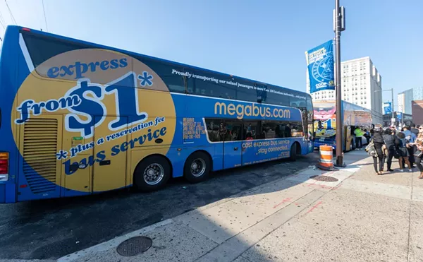The double-decker Megabus connects cities across North America.