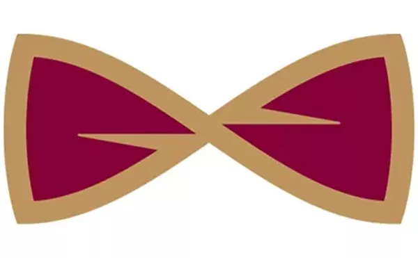 The bowtie emblem that appeared on Cleveland Cavaliers warmups and throughout the arena last year.