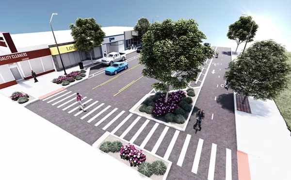 Rendering of a streetscape planned along Dexter Avenue between Webb and Davison.