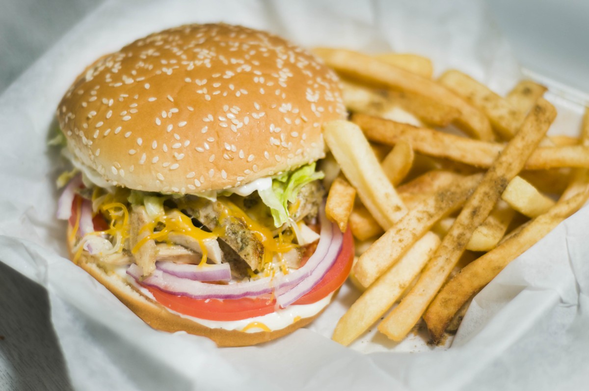A “shower burger” — named after an amusing misspelling of “shawarma burger” that stuck.