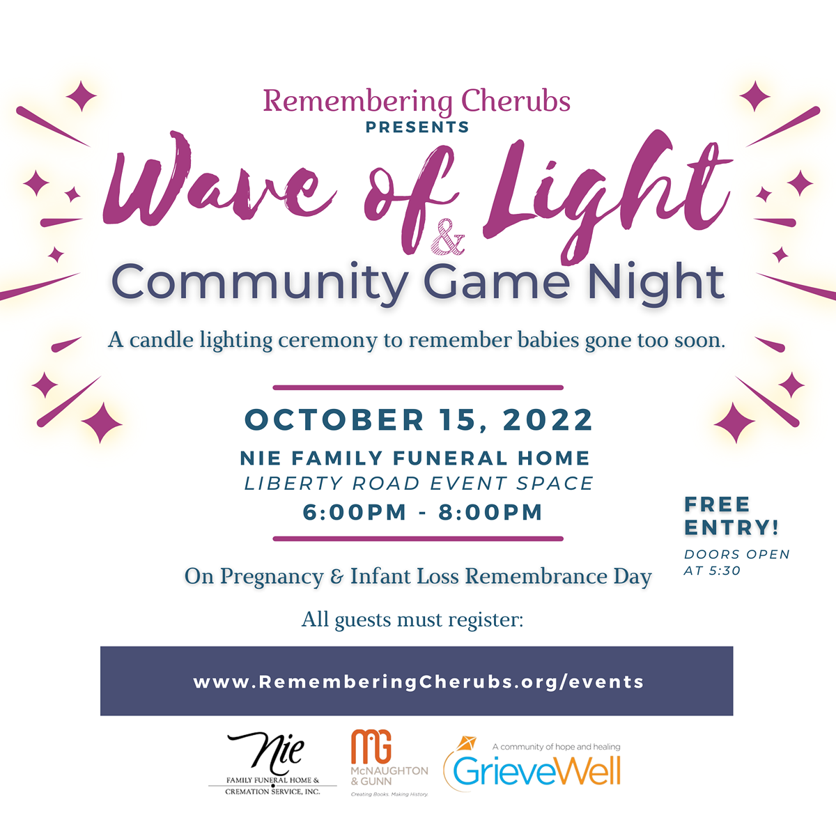 Wave of Light & Community Game Night Flyer