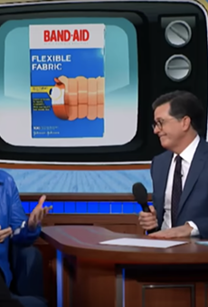Watch Jack White and Stephen Colbert sing extended commercial jingles