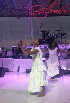Longtime Aretha Franklin choreographer Lisa McCall (back) created a routine in honor of the legendary songstress.
