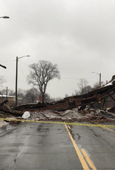Detroit's Packard Plant bridge just collapsed
