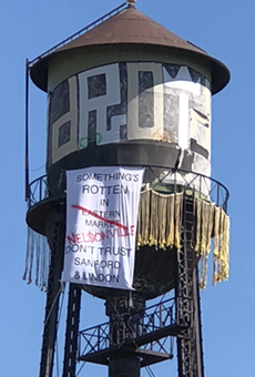 A water tower in the Eastern Market.