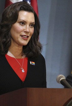 Gov. Gretchen Whitmer at a recent news conference about the coronavirus.