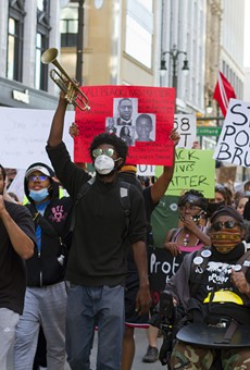Detroit Will Breathe protesters march in downtown Detroit in June 2020.