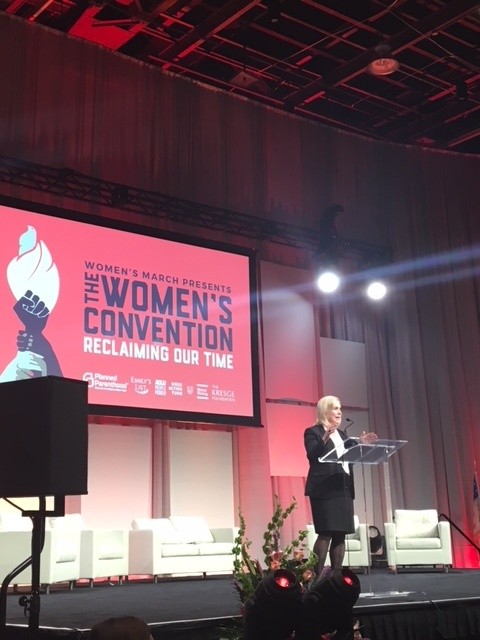 Senator Kirsten Gillibrand speaks at The Women's Convention in Detroit. - SARA BARRON