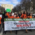 Cass Tech students ask for stricter gun control during a protest on National School Walkout Day