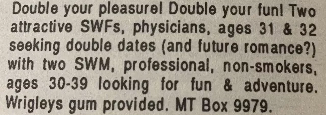 The 20 best personal ads from Metro Times' classifieds in the '90s