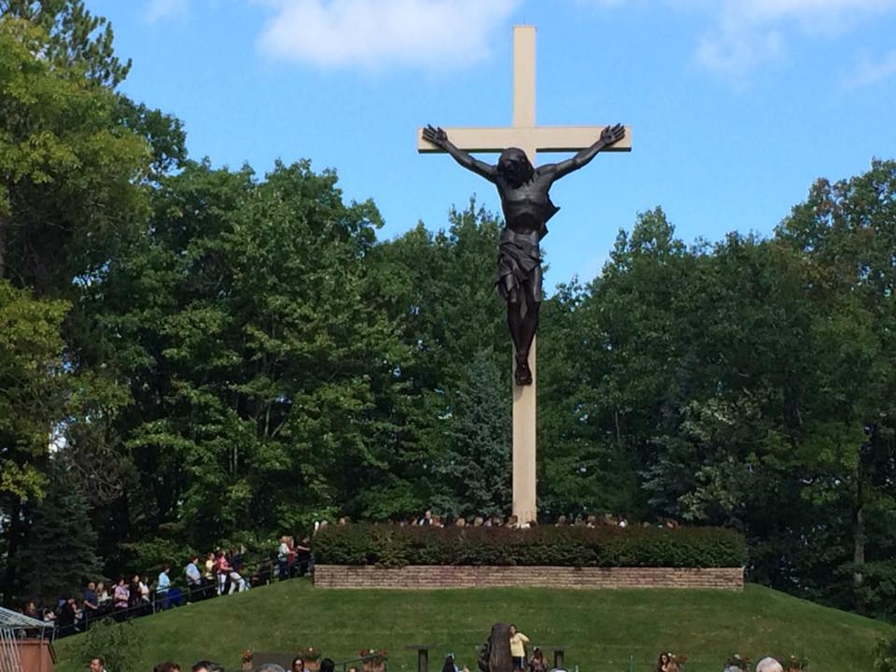 World&#146;s Largest Crucifix7078 M-68
Indian RiverAs you&#146;re traveling through northern Michigan, you can see the world&#146;s largest crucifix located just off M-68 in Indian River. Weighing almost 7 tons and standing at 30 feet long, this statue was declared a national shrine by the United Conference of Catholic Bishops in 2006. Annually, this shrine is visited by about 300,000 people, along with with a Holy Staircase leading people through the forest to the shrine.
Photo via National Shrine of Cross in the Woods / Facebook