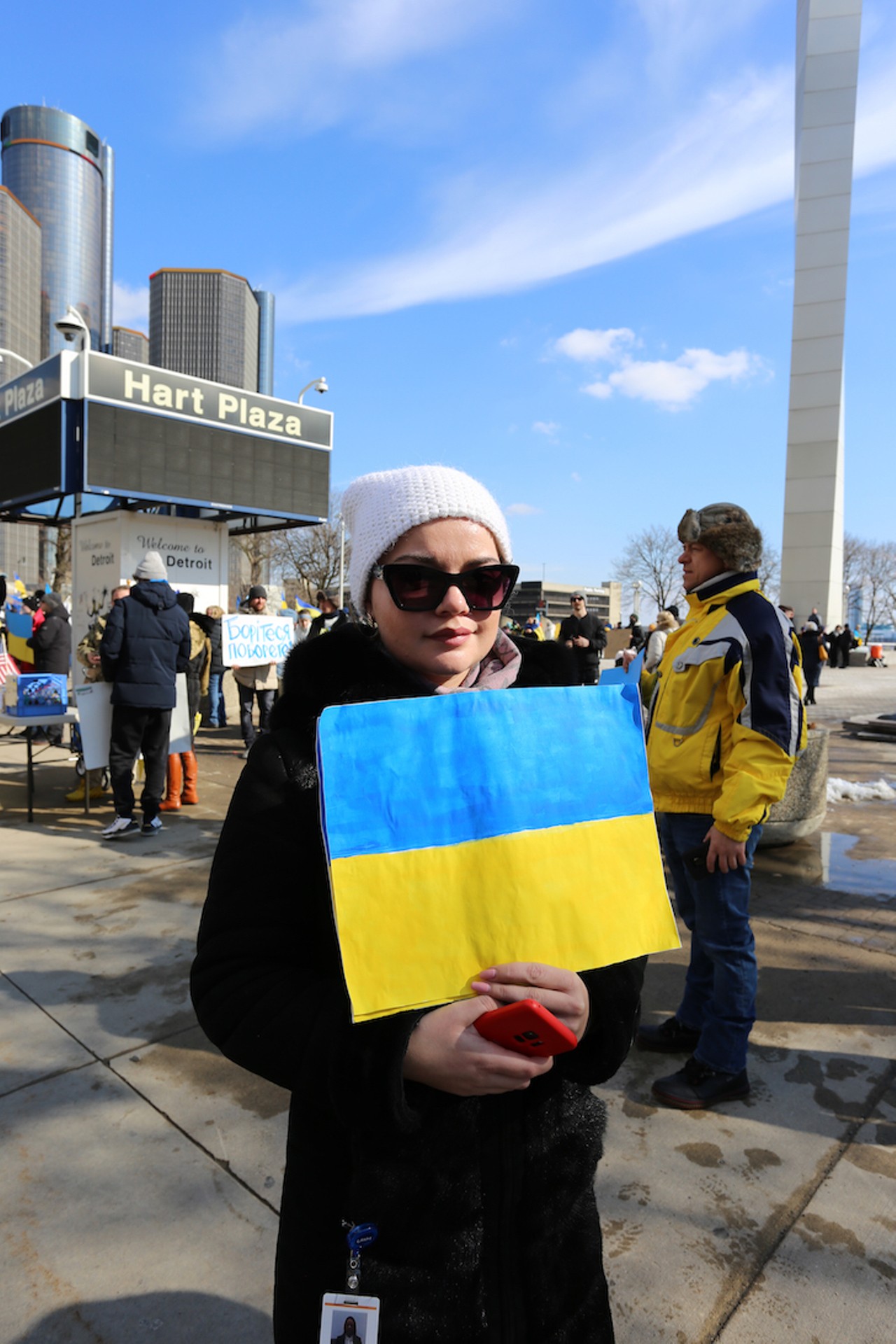 All the anti-war protesters we saw at the Stand With Ukraine rally in downtown Detroit