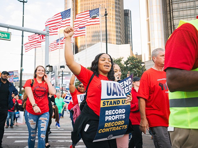 UAW workers rallied in downtown Detroit in September.
