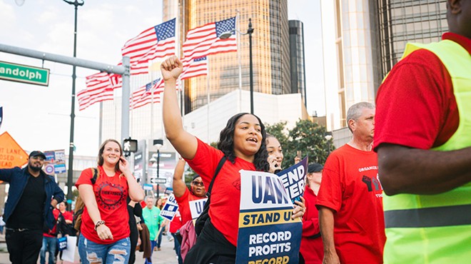 UAW rallied in downtown Detroit in September.