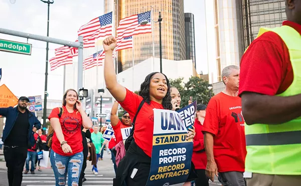 UAW workers rally in support of historic strike in Detroit
