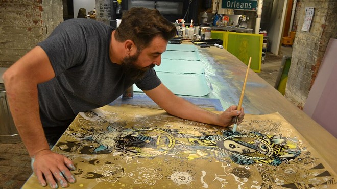 Peter Manning at work in the Inner State Gallery's Detroit studio.