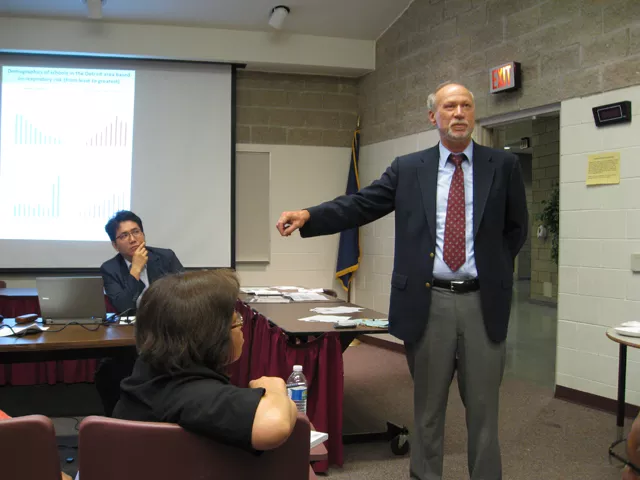 UM’s Paul Mohai at Riverview High. He and his colleagues study pollution and academic performance. - Curt Guyette