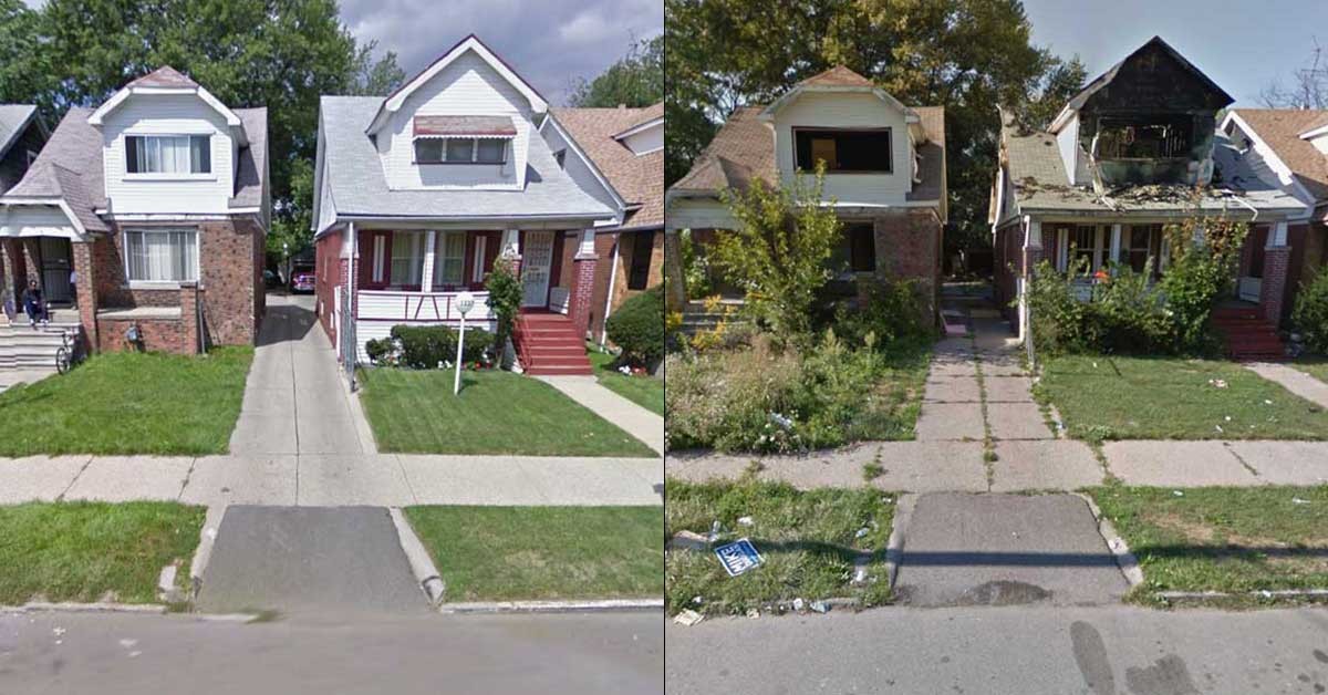 A viral Facebook post shows a dramatic before-and-after in Detroit, and not for the better.