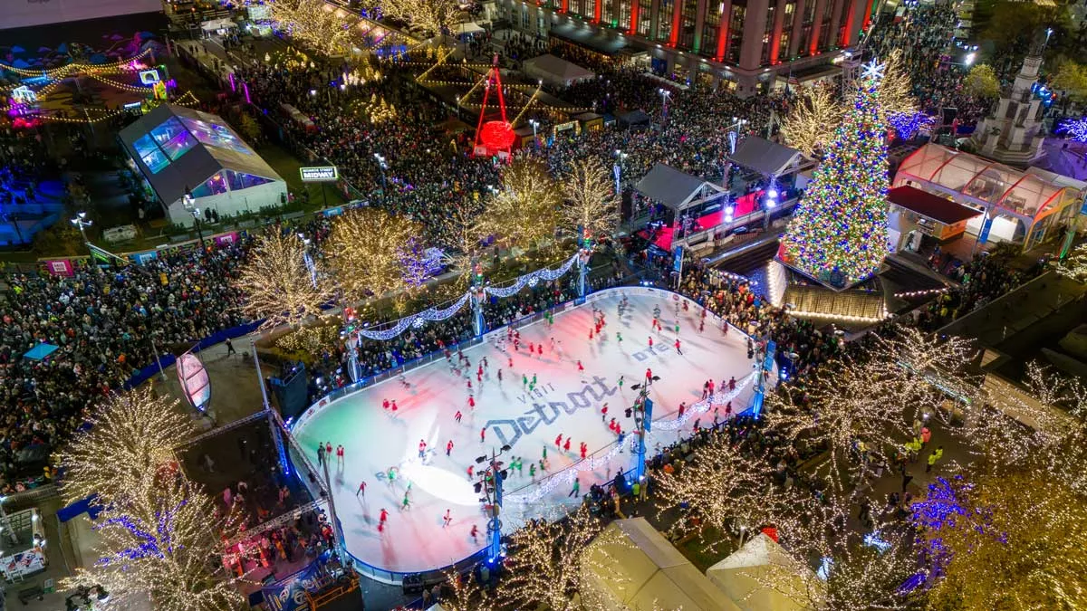 Downtown Detroit is once again decked out for the holidays.