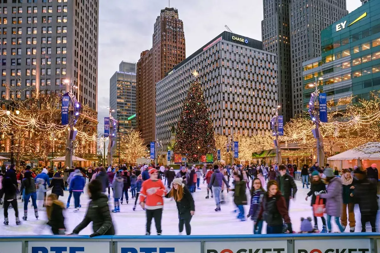 Campus Martius Park Downtown Detroit’s annual holiday festivities include a 66-foot Michigan-grown Norway spruce decked out with more than 25,000 shimmering LED multi-colored lights, which will be joined by a large-scale Kwanzaa kinara and Hanukkah menorah later in the season. They surround Campus Martius Park, which offers an ice rink and, new this year, CHALET 313, a cozy, two-story heated lounge with 360-degree views. Through Dec. 31 at Campus Martius Park; 800 Woodward Ave., Detroit; downtowndetroit.org. No cover.