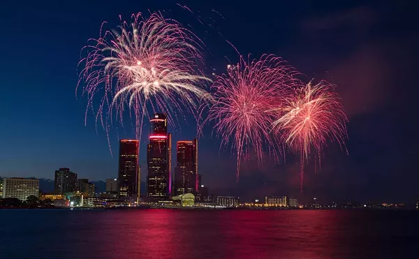The Ford Fireworks light up over the Detroit River.