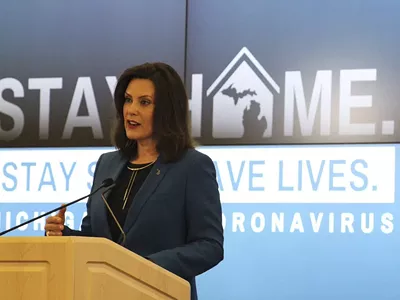 Gov. Gretchen Whitmer at a recent news conference.
