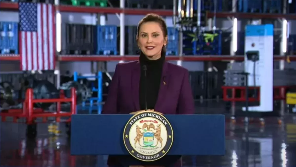 Image: Gov. Gretchen Whitmer delivers her fourth State of the State speech, Jan. 26, 2022.