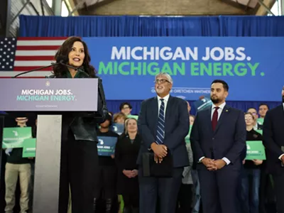 Gov. Gretchen Whitmer speaks before signing clean energy legislation at Detroit’s Eastern Market, Nov. 28, 2023.