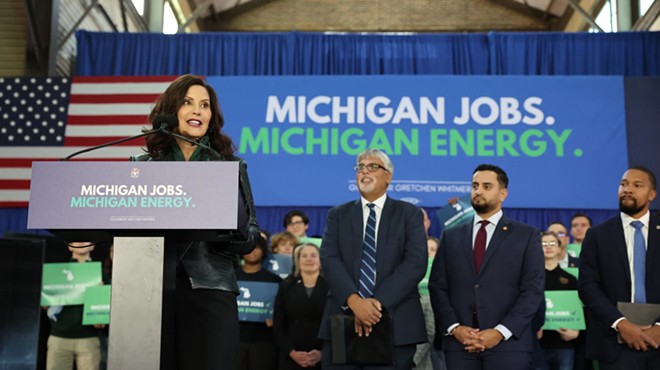Gov. Gretchen Whitmer speaks before signing clean energy legislation at Detroit’s Eastern Market, Nov. 28, 2023.
