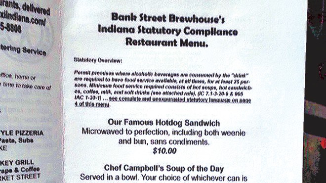 Why would Indiana's Bank Street Brewhouse serve nuked hot dogs and powdered milk?