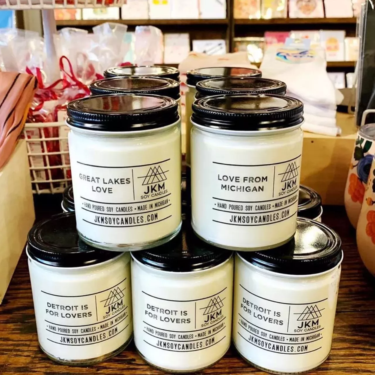  JKM Candles Wyandotte; 734-649-5053 Nearly eight years ago stay-at-home mom Jenny Rostkowski started JKM Candles, and we are so glad she did. Some of our favorite scents include Butt Naked, Toasted Marshmallow, Vernor&#146;s, Domestic Goddess, and her Harry Potter-themed collection. Her candles are sold around town at shops like Kitty Deluxe, City Bird, The Eyrie, and Well Done Goods. Photo via JKM Soy Candles / Facebook 