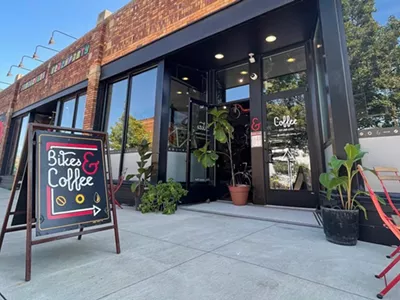 A bike shop that serves coffee, a novel idea.